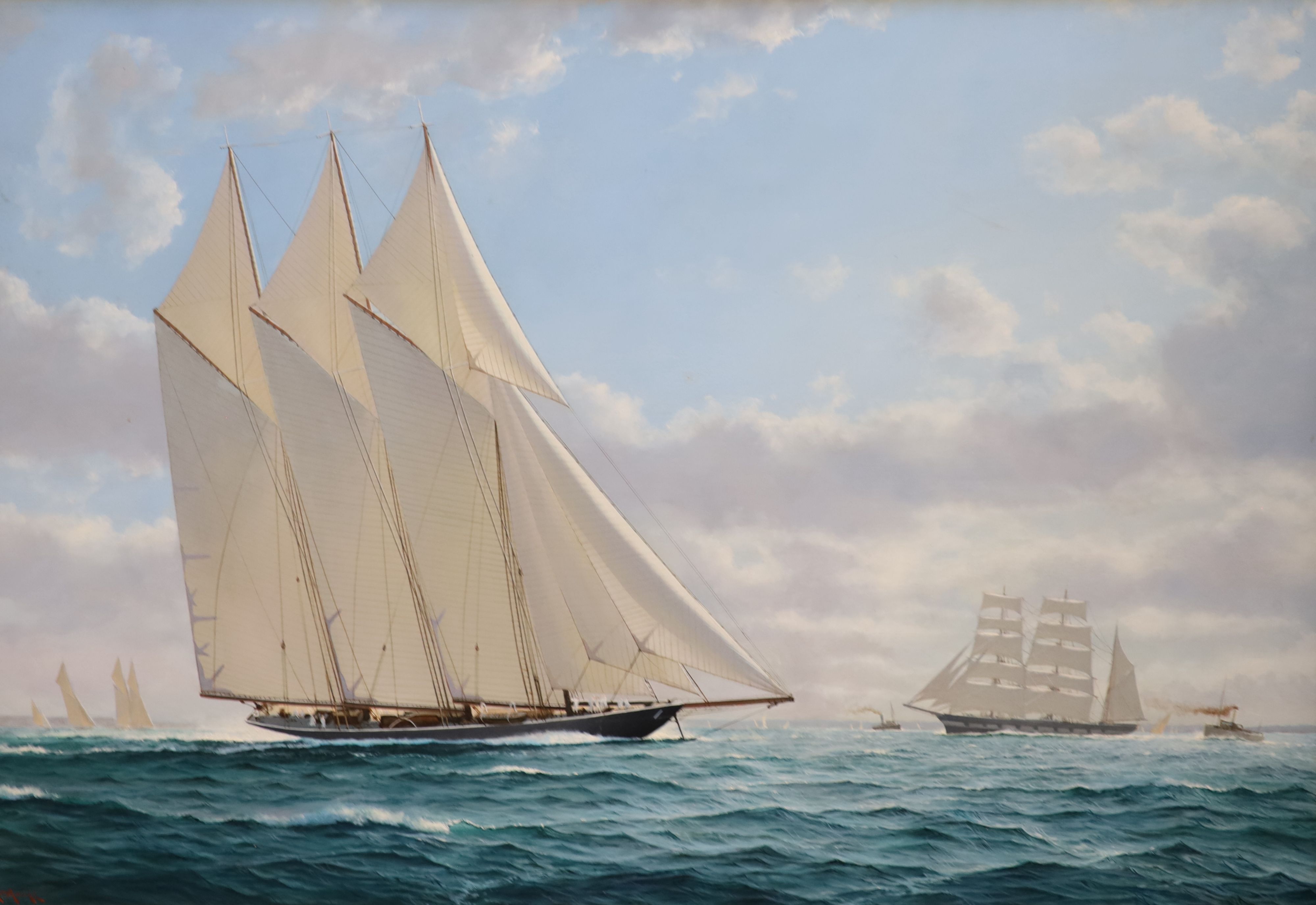 § Robert Moore (b.1945) Atlantic racing in The Emperors Cup 1905 and Germania racing Meteor III, Schooner Class Brassey Cup 1908 17.5